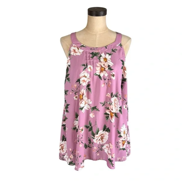 Torrid Georgette Floral Goddess Blush Pink Tank top SZ 2X - Picture 2 of 8